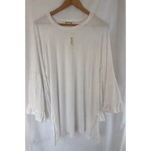 THREE BIRD NEST Long Bell Sleeve Baseball Tee : White - Women’s Large NWT Boho